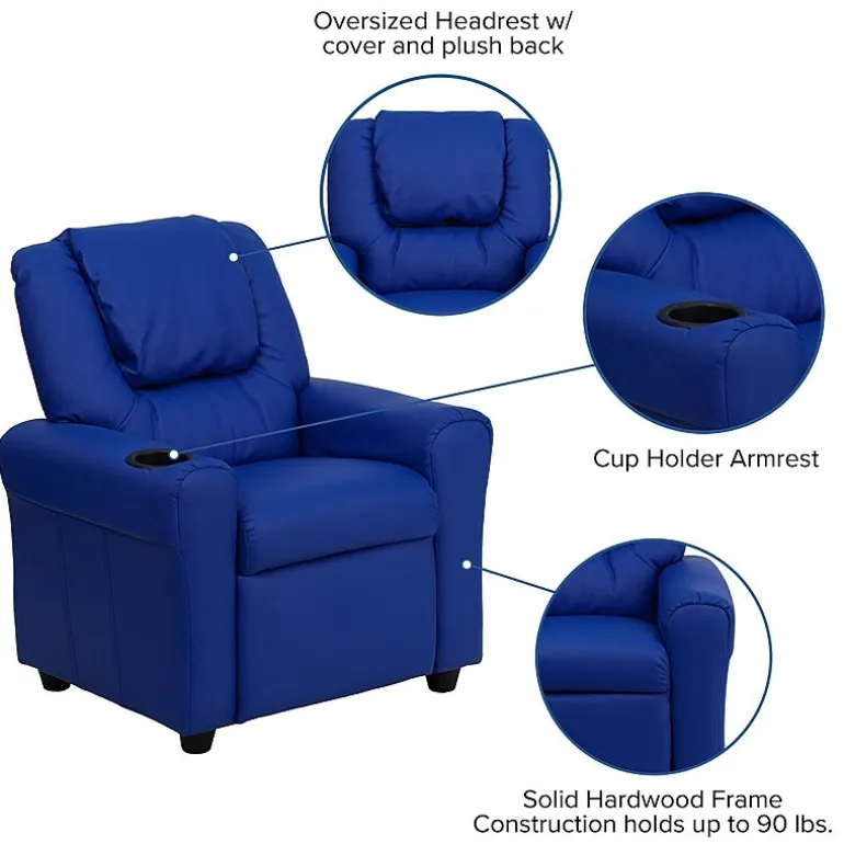Vana Plush Recliner with Cup Holder for Kids