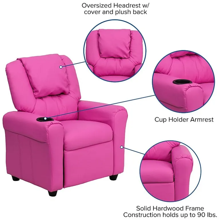 Vana Plush Recliner with Cup Holder for Kids