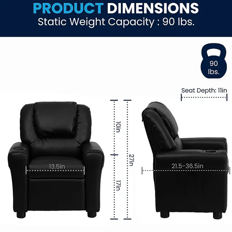 Vana Plush Recliner with Cup Holder for Kids