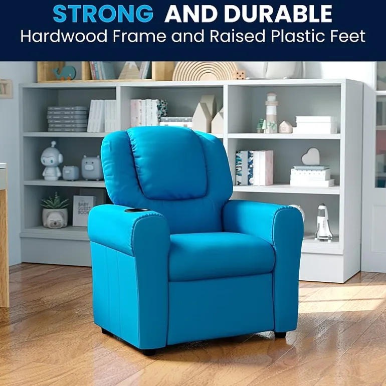 Vana Plush Recliner with Cup Holder for Kids