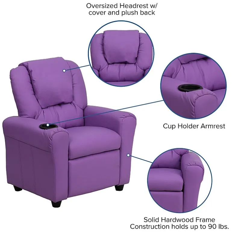 Vana Plush Recliner with Cup Holder for Kids