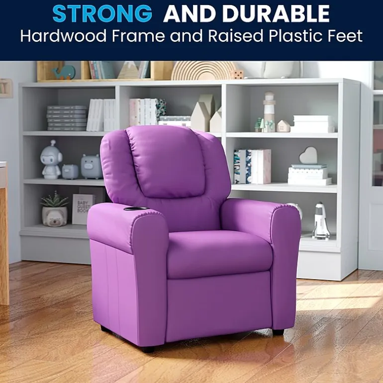 Vana Plush Recliner with Cup Holder for Kids