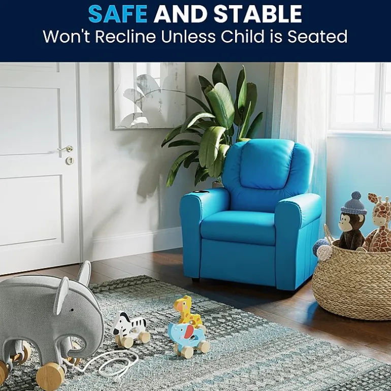 Vana Plush Recliner with Cup Holder for Kids