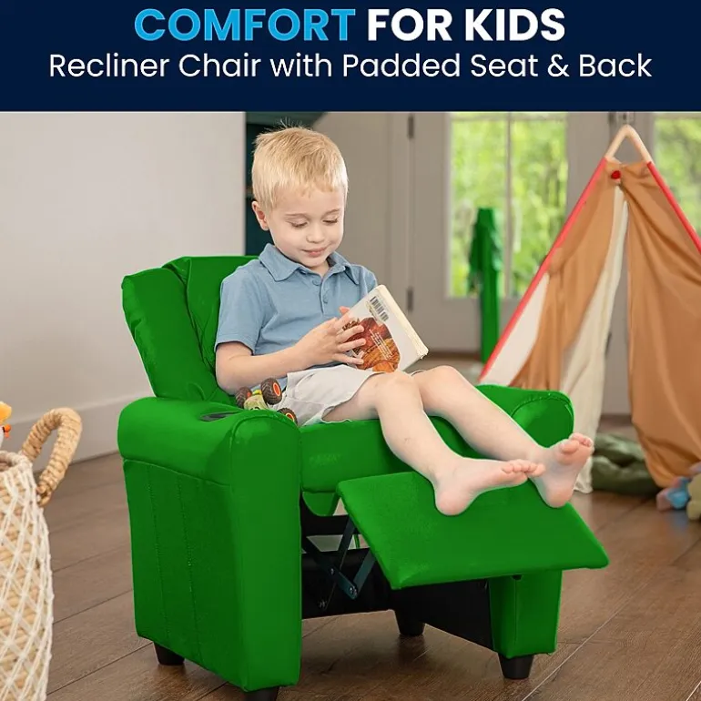 Vana Plush Recliner with Cup Holder for Kids
