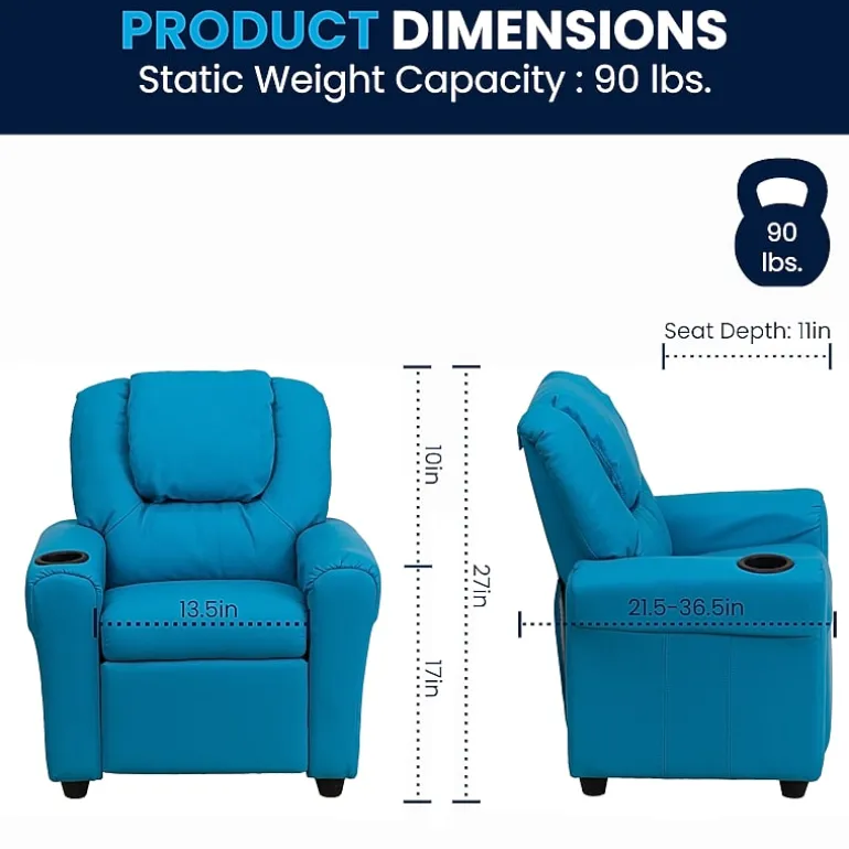 Vana Plush Recliner with Cup Holder for Kids