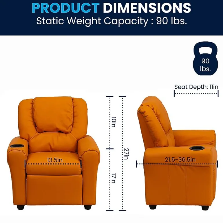 Vana Plush Recliner with Cup Holder for Kids