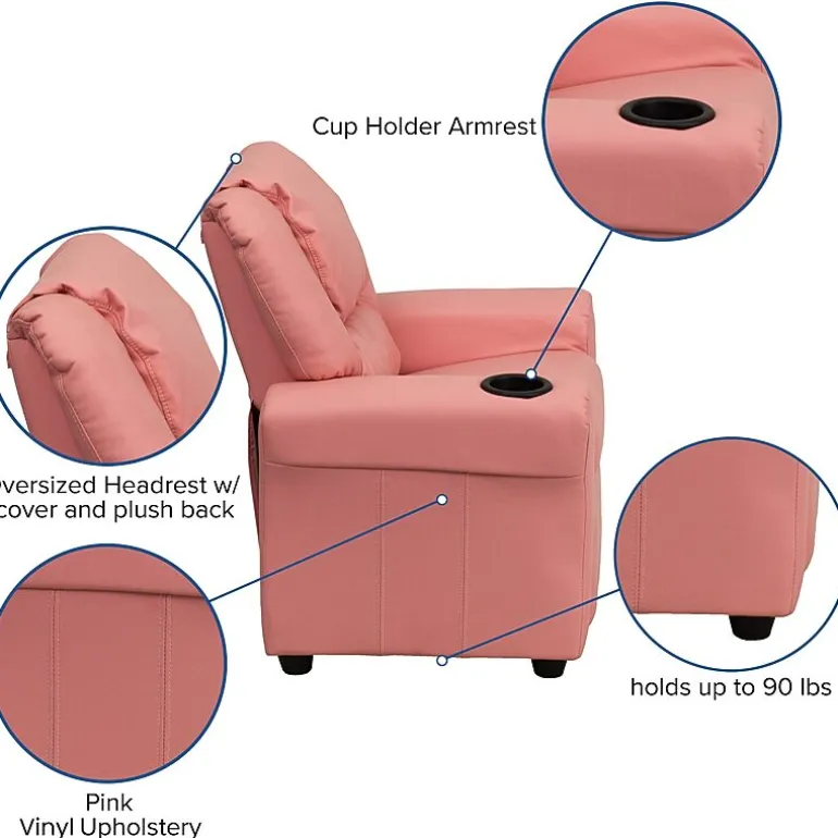 Vana Plush Recliner with Cup Holder for Kids
