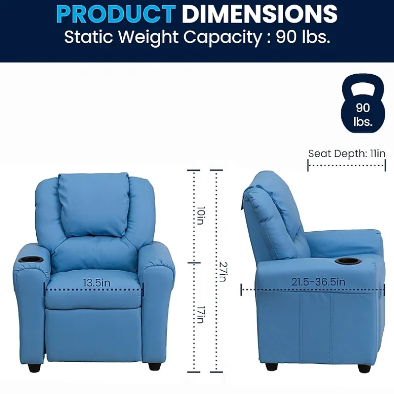 Vana Plush Recliner with Cup Holder for Kids