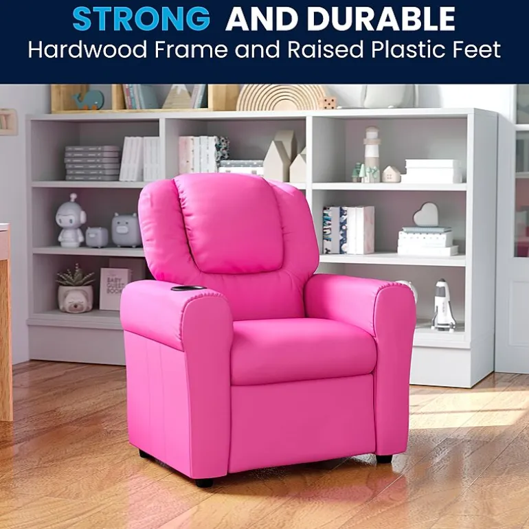 Vana Plush Recliner with Cup Holder for Kids