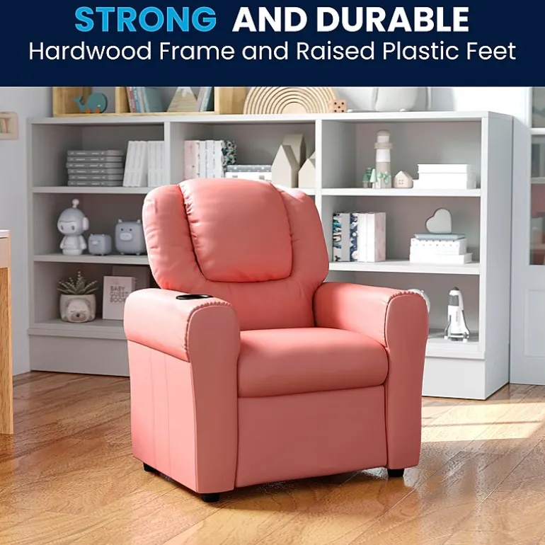 Vana Plush Recliner with Cup Holder for Kids
