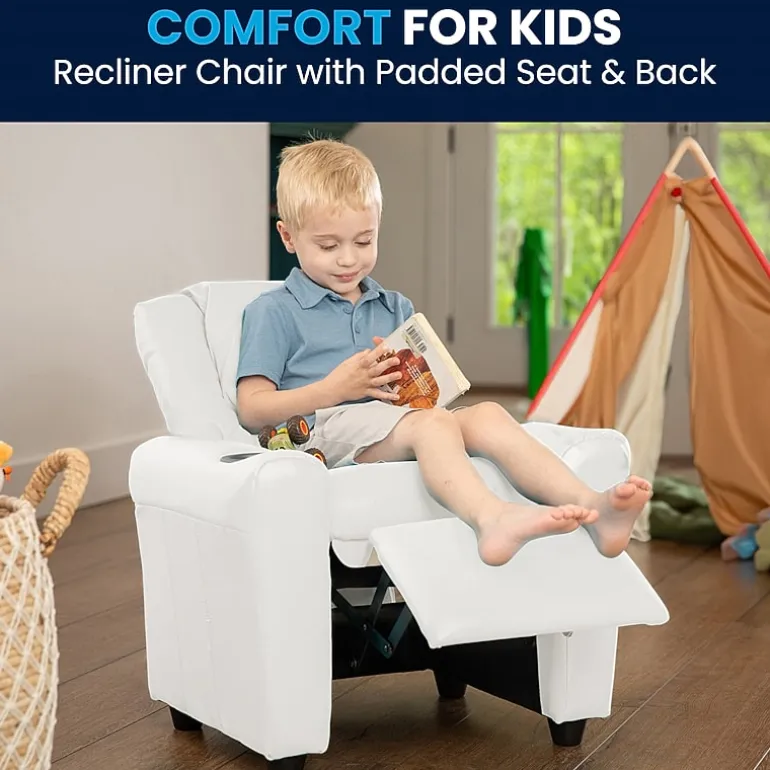 Vana Plush Recliner with Cup Holder for Kids