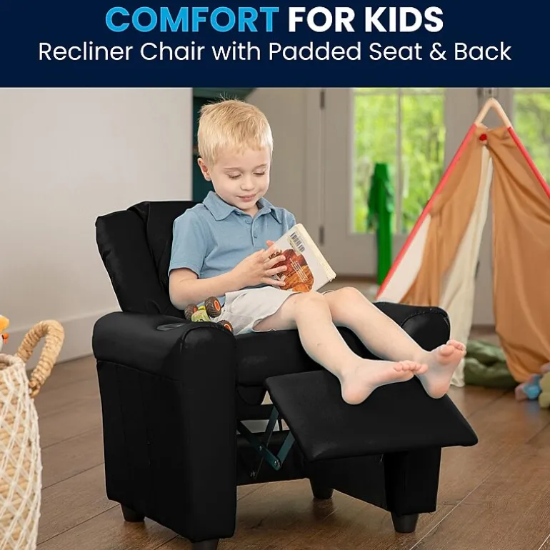 Vana Plush Recliner with Cup Holder for Kids