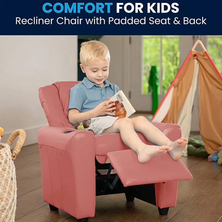 Vana Plush Recliner with Cup Holder for Kids