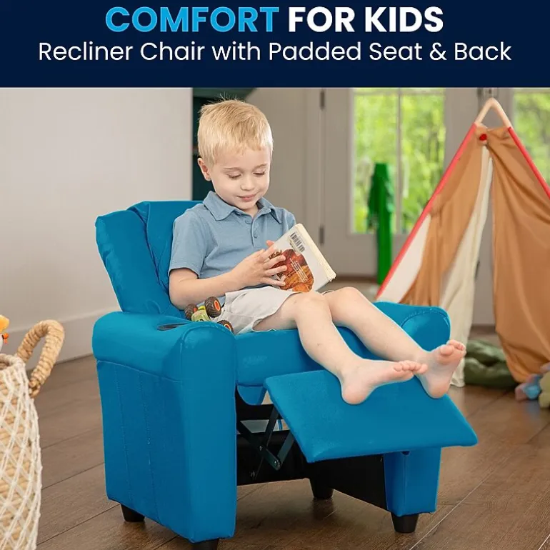 Vana Plush Recliner with Cup Holder for Kids
