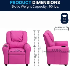 Vana Plush Recliner with Cup Holder for Kids