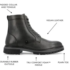 Vance Co Mens Denver Block Heel Lace-Up Boots