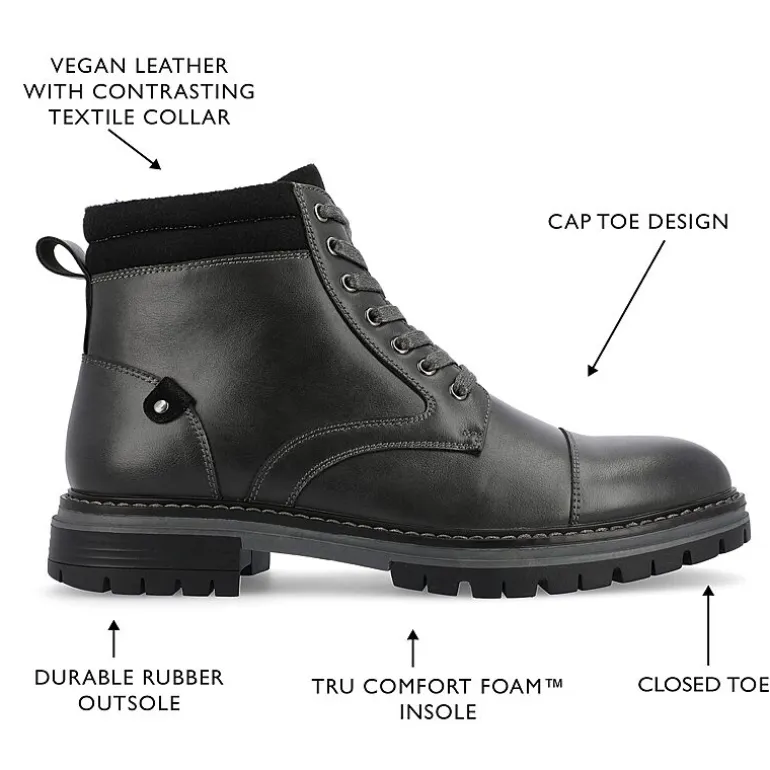 Vance Co Mens Fegan Flat Heel Lace-Up Boots