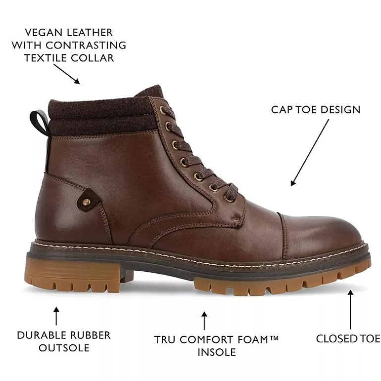 Vance Co Mens Fegan Flat Heel Lace-Up Boots