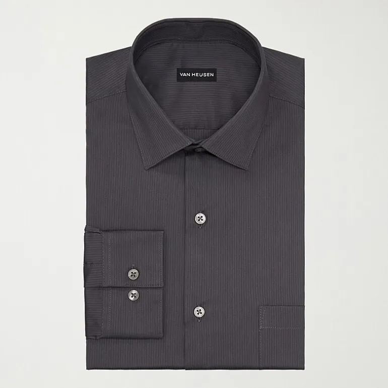 Van Heusen Everyday Defense Stain Shield Mens Regular Fit Stretch Fabric Wrinkle Free Long Sleeve Dress Shirt