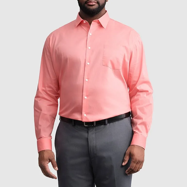 Van Heusen Everyday Defense Stain Shield Big and Tall Mens Regular Fit Stretch Fabric Wrinkle Free Long Sleeve Dress Shirt