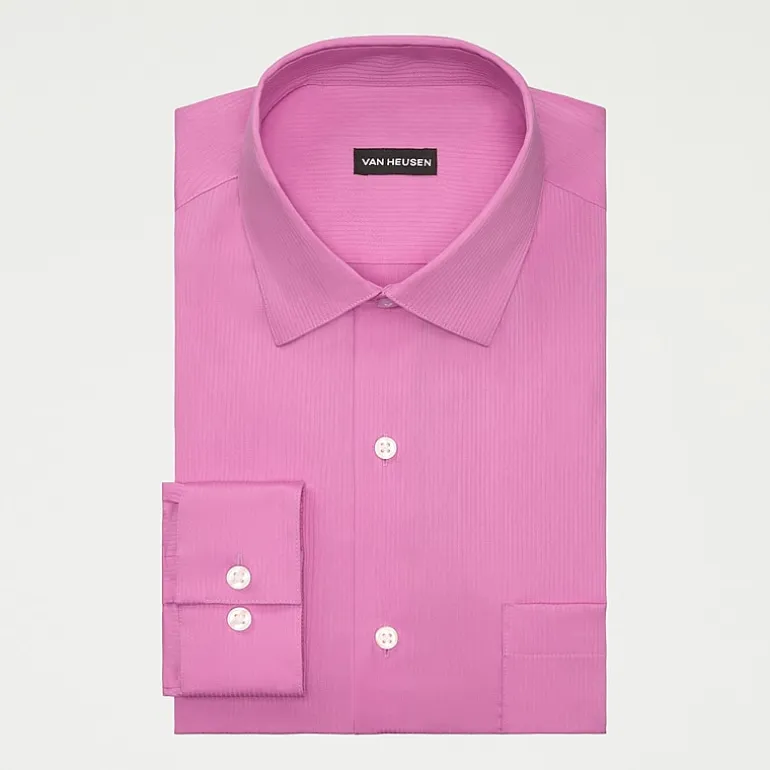 Van Heusen Everyday Defense Stain Shield Fitted Mens Modern Fit Stretch Fabric Wrinkle Free Long Sleeve Dress Shirt