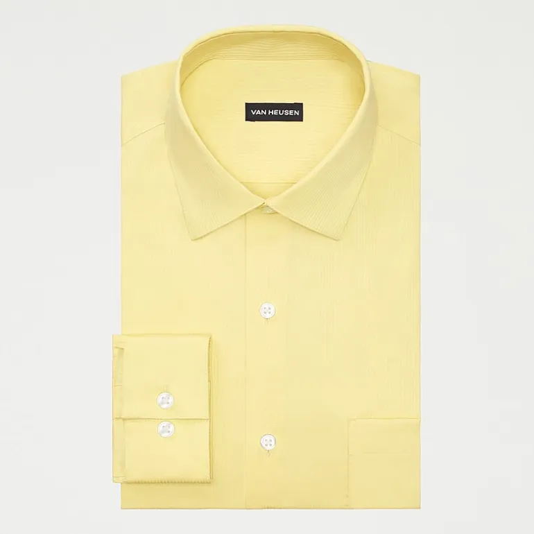 Van Heusen Everyday Defense Stain Shield Fitted Mens Modern Fit Stretch Fabric Wrinkle Free Long Sleeve Dress Shirt