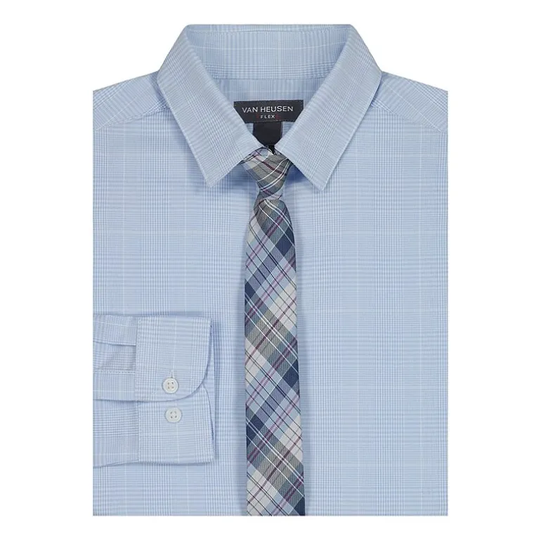 Van Heusen Little & Big Kid Boys Stretch Fabric Long Sleeve Point Collar Shirt + Tie Set