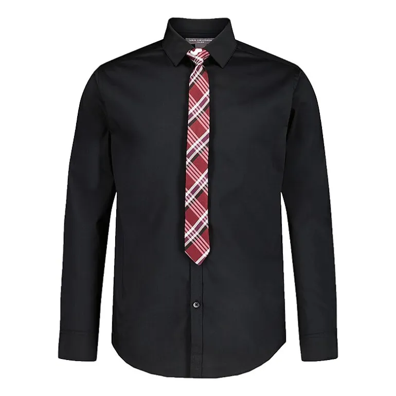 Van Heusen Little & Big Kid Boys Long Sleeve Point Collar Shirt + Tie Set