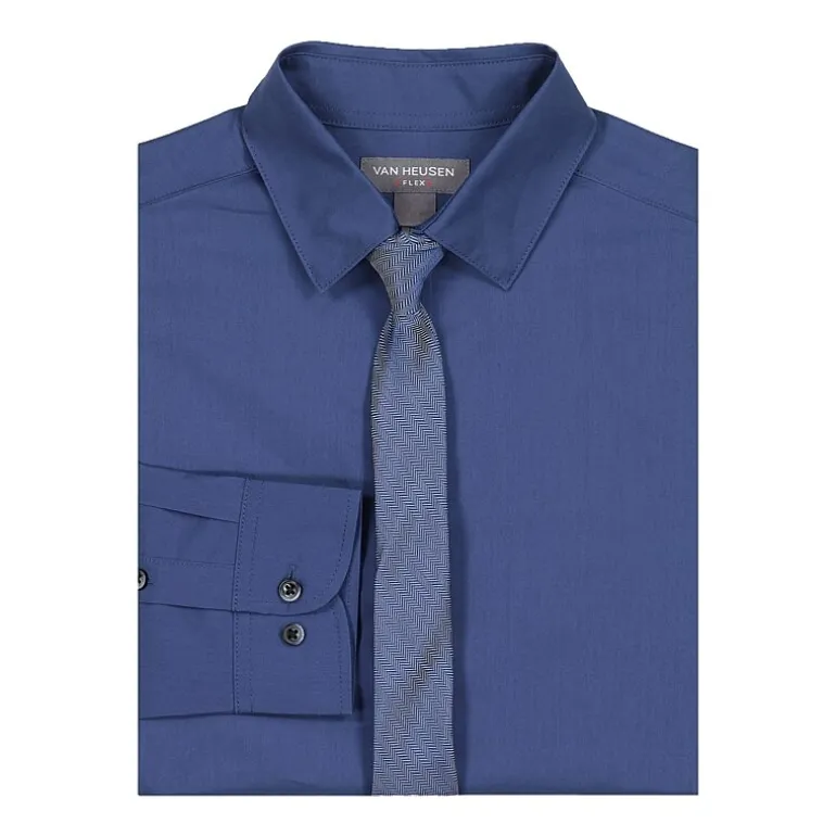Van Heusen Little & Big Kid Boys Long Sleeve Point Collar Shirt + Tie Set