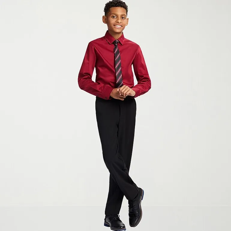 Van Heusen Little & Big Kid Boys Long Sleeve Point Collar Shirt + Tie Set