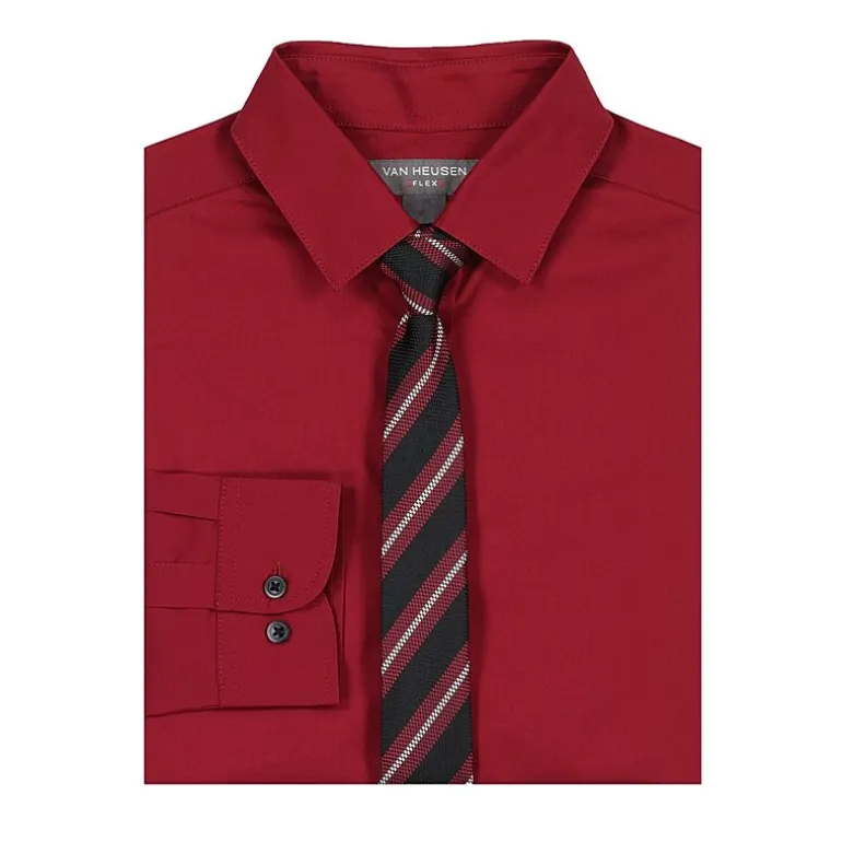 Van Heusen Little & Big Kid Boys Long Sleeve Point Collar Shirt + Tie Set
