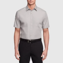 Van Heusen Poplin Mens Regular Fit Easy Care Wrinkle Free Short Sleeve Dress Shirt