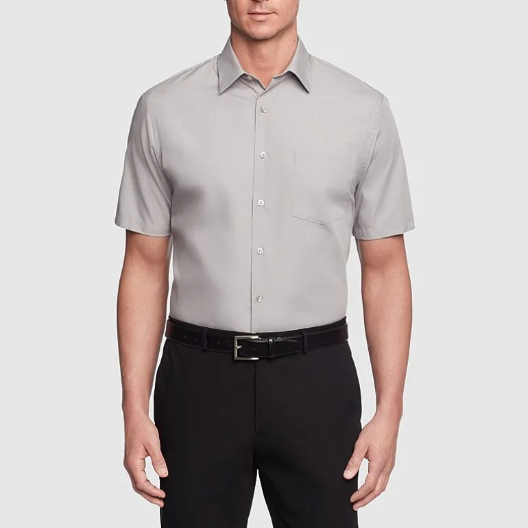 Van Heusen Poplin Mens Regular Fit Easy Care Wrinkle Free Short Sleeve Dress Shirt