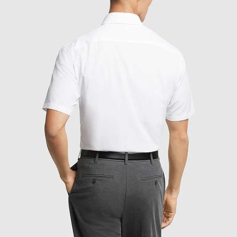 Van Heusen Poplin Mens Regular Fit Easy Care Wrinkle Free Short Sleeve Dress Shirt