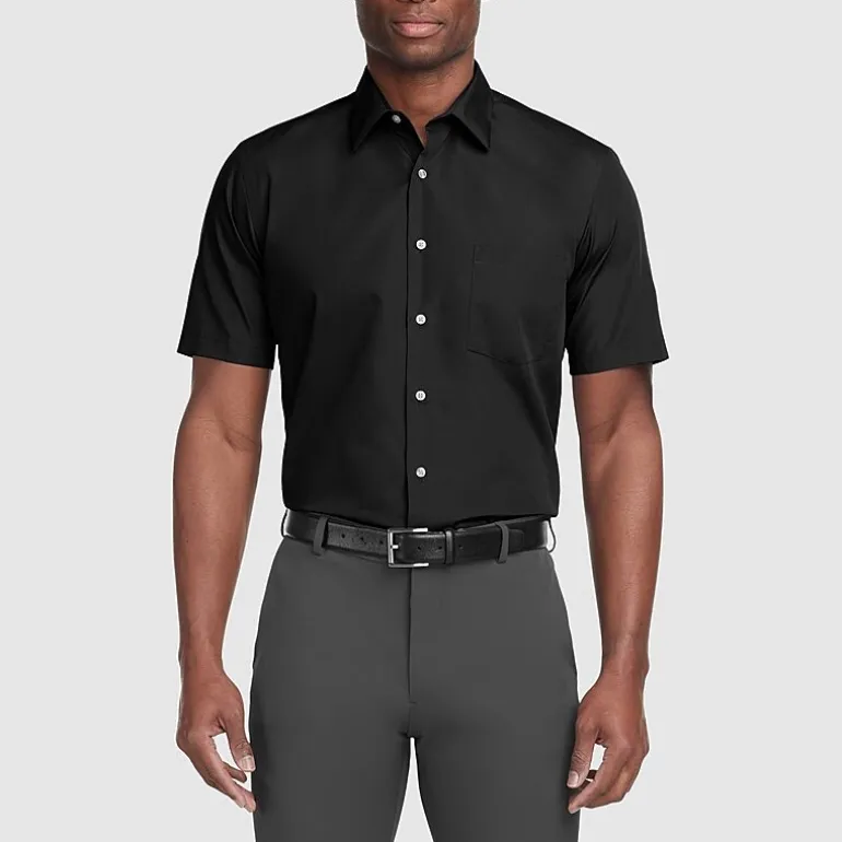 Van Heusen Poplin Mens Regular Fit Easy Care Wrinkle Free Short Sleeve Dress Shirt