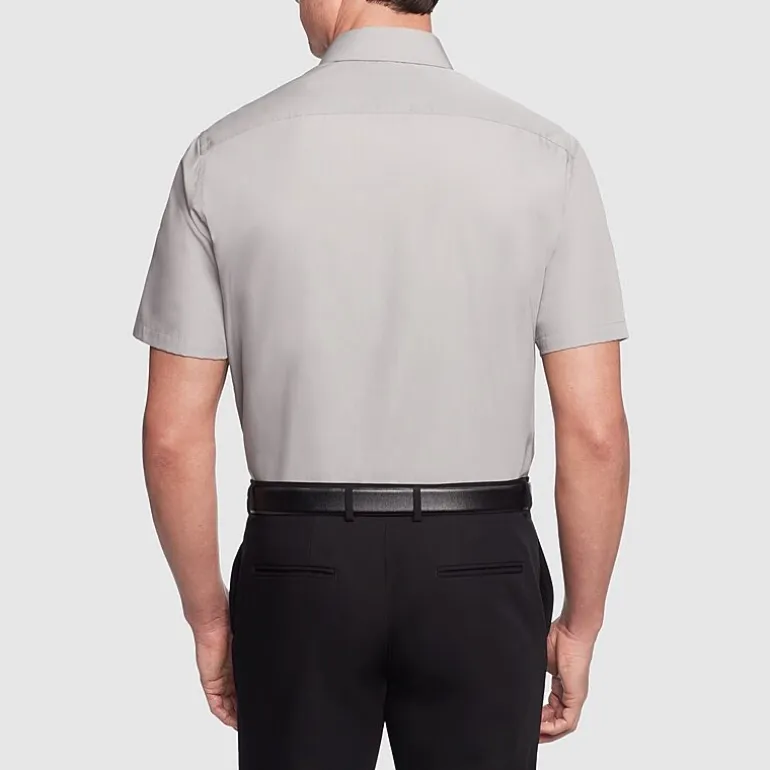 Van Heusen Poplin Mens Regular Fit Easy Care Wrinkle Free Short Sleeve Dress Shirt