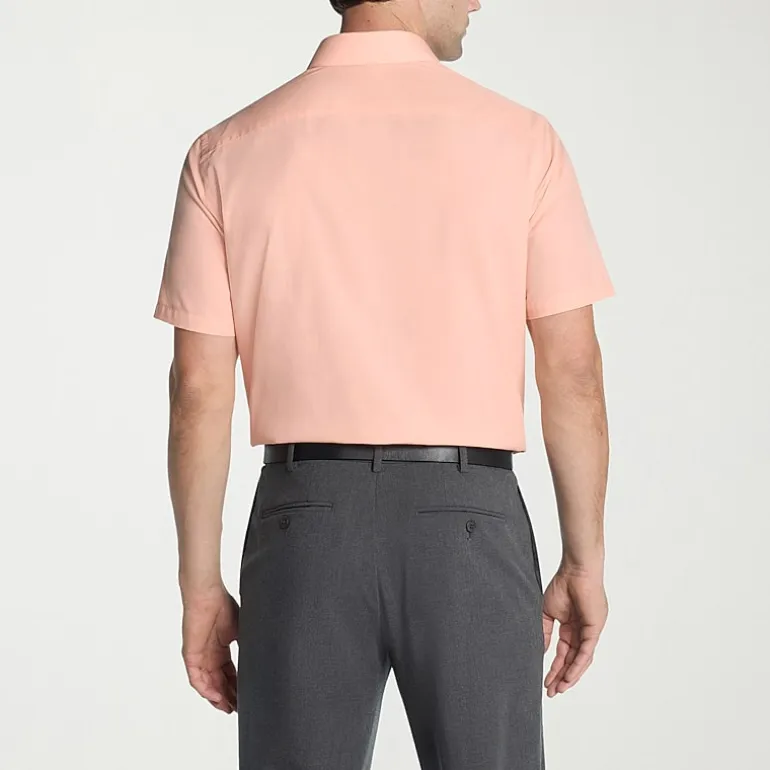 Van Heusen Poplin Mens Regular Fit Easy Care Wrinkle Free Short Sleeve Dress Shirt