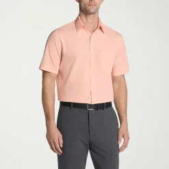 Van Heusen Poplin Mens Regular Fit Easy Care Wrinkle Free Short Sleeve Dress Shirt
