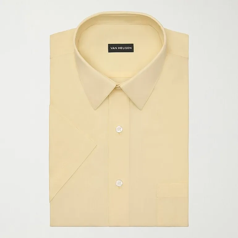 Van Heusen Poplin Mens Regular Fit Easy Care Wrinkle Free Short Sleeve Dress Shirt