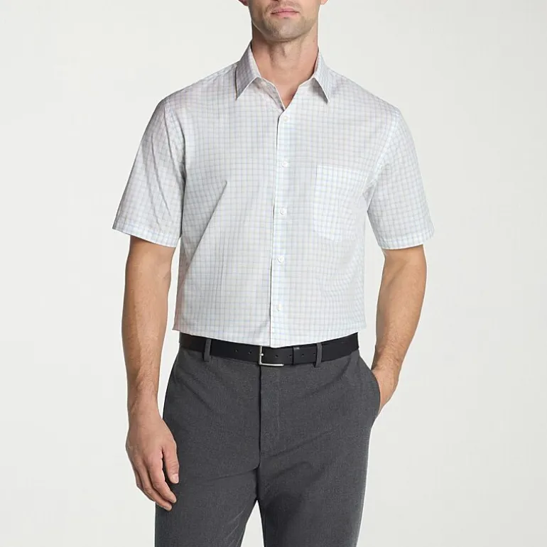 Van Heusen Poplin Mens Regular Fit Easy Care Wrinkle Free Short Sleeve Dress Shirt