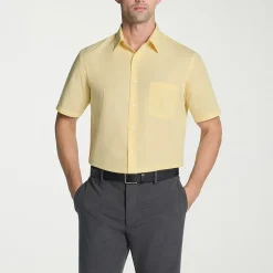 Van Heusen Poplin Mens Regular Fit Easy Care Wrinkle Free Short Sleeve Dress Shirt