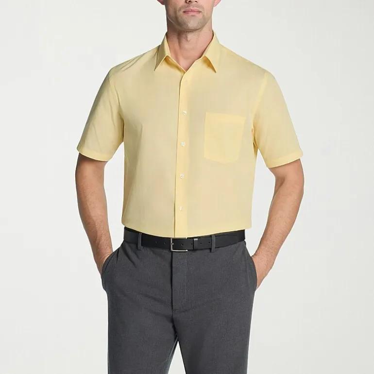 Van Heusen Poplin Mens Regular Fit Easy Care Wrinkle Free Short Sleeve Dress Shirt
