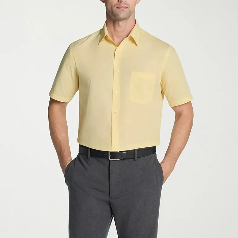 Van Heusen Poplin Mens Regular Fit Easy Care Wrinkle Free Short Sleeve Dress Shirt