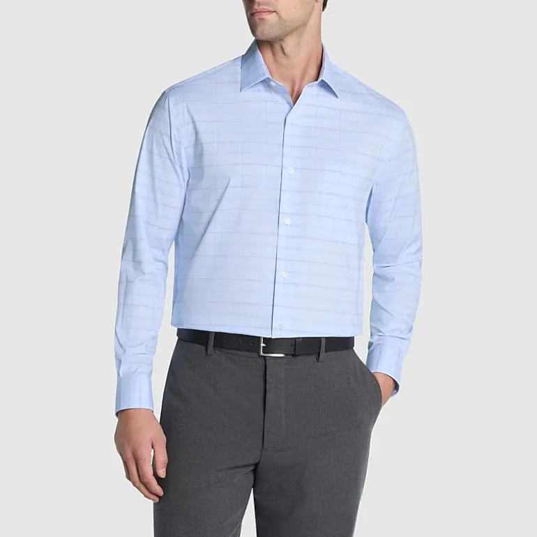 Van Heusen Ultra Flex Mens Regular Fit Stretch Fabric Wrinkle Free Long Sleeve Dress Shirt