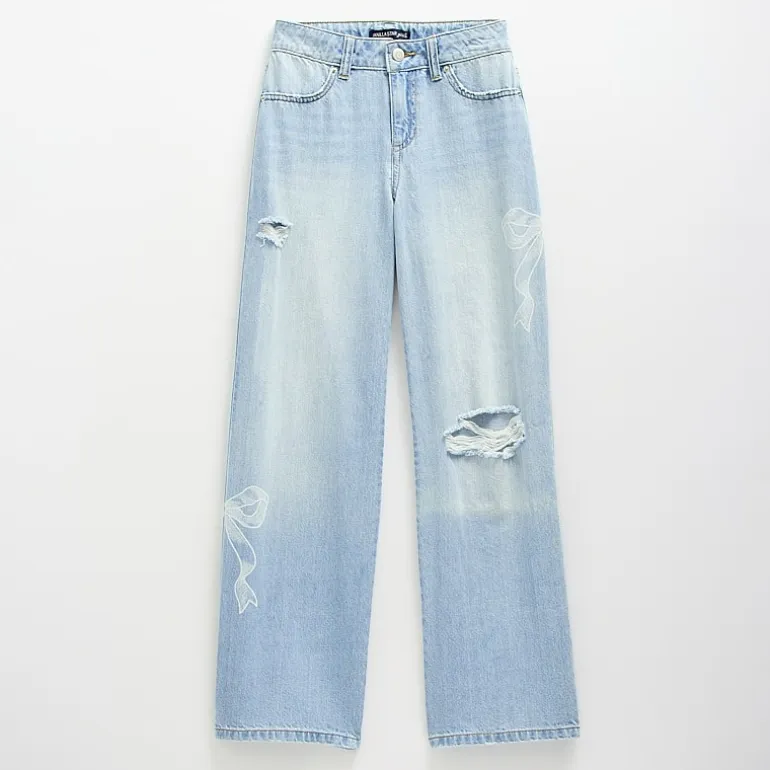 Vanilla Star Big Kid Girls Distressed Bow Wide Leg Jean
