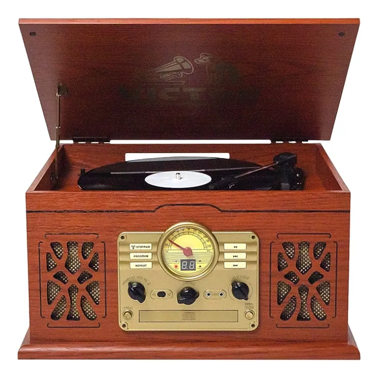 Victor state 7-in-1 mahogany wood music Turntable