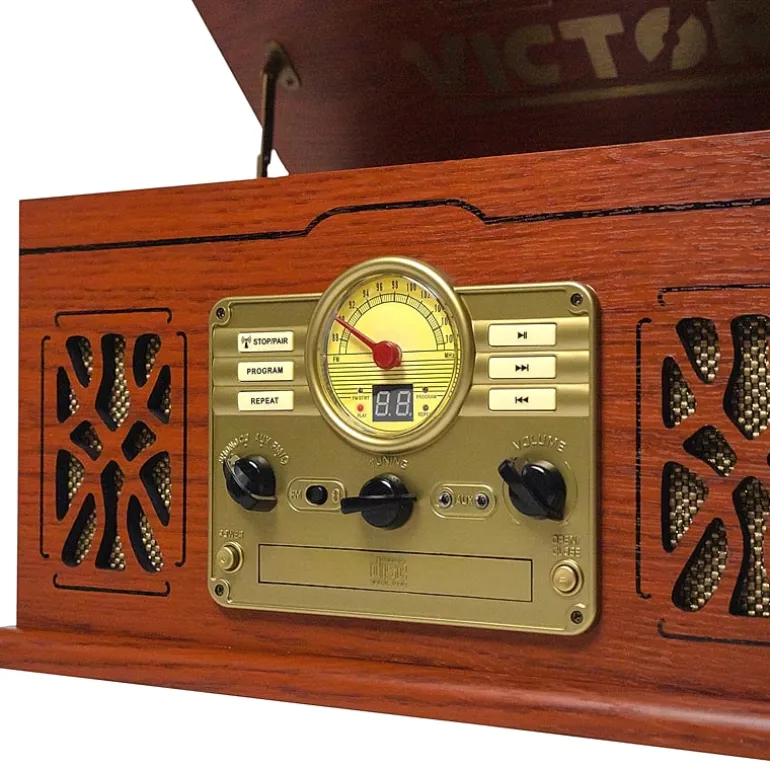 Victor state 7-in-1 mahogany wood music Turntable