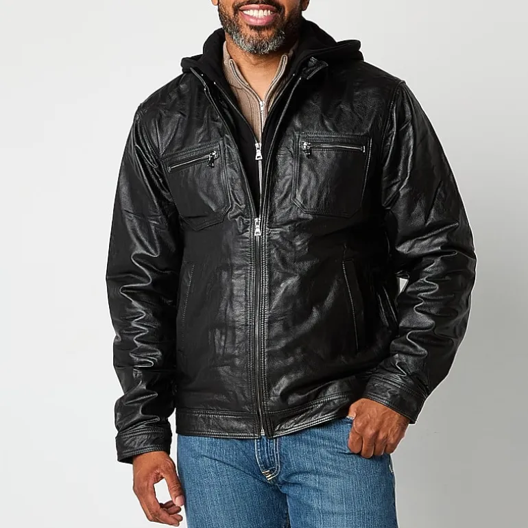 Victory Mens Big and Tall Leather Midweight Jacket