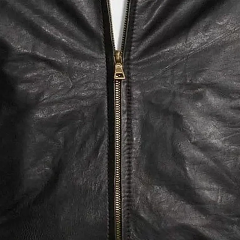 Vintage Leather Lambskin Bomber Jacket with Zip Out Lining