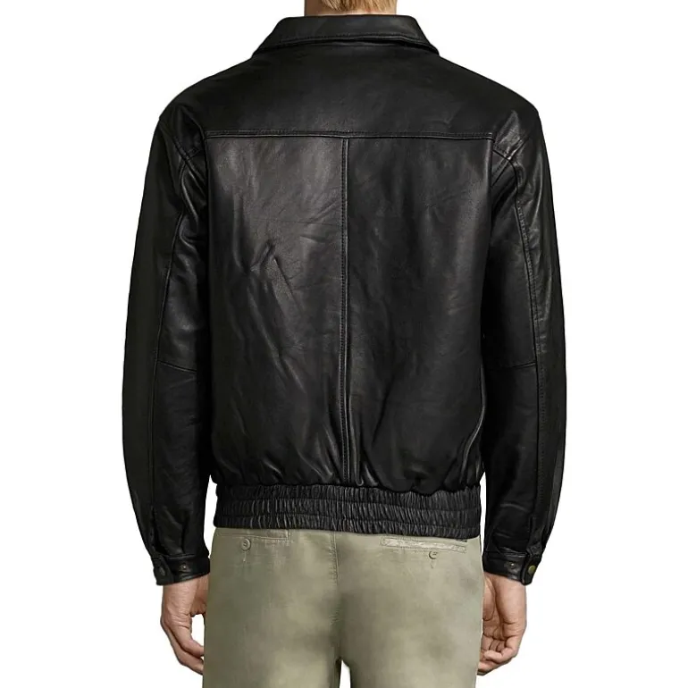 Vintage Leather Lambskin Bomber Jacket with Zip Out Lining